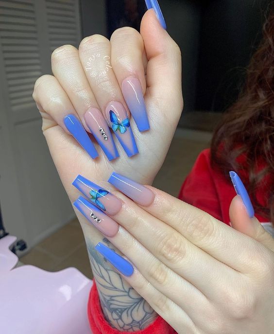 Top 10+ Gorgeous butterfly acrylic nails